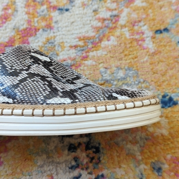 J/Slides Karla Snake Printed Leather Jute Trim Split Front Slip On Sneakers 8 - Picture 12 of 16